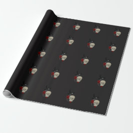 Papel De Presente Crânio gótico com Rosa e corvo