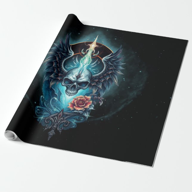 Papel De Presente Crânio impressionante e realista, (Desenrolado)