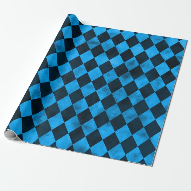 Papel De Presente Cránios Azuis e Série Girassol Design 13  (Desenrolado)