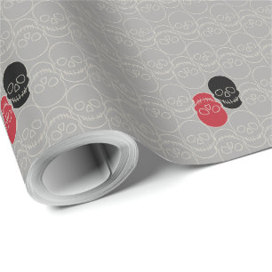 Papel De Presente Crânios - Cinzas fantasma e branco ósseo