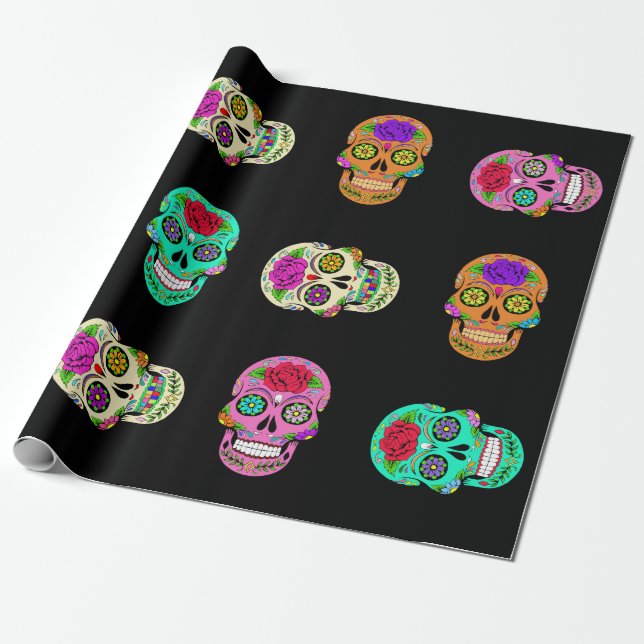 Papel De Presente Crânios de Açúcar (Desenrolado)