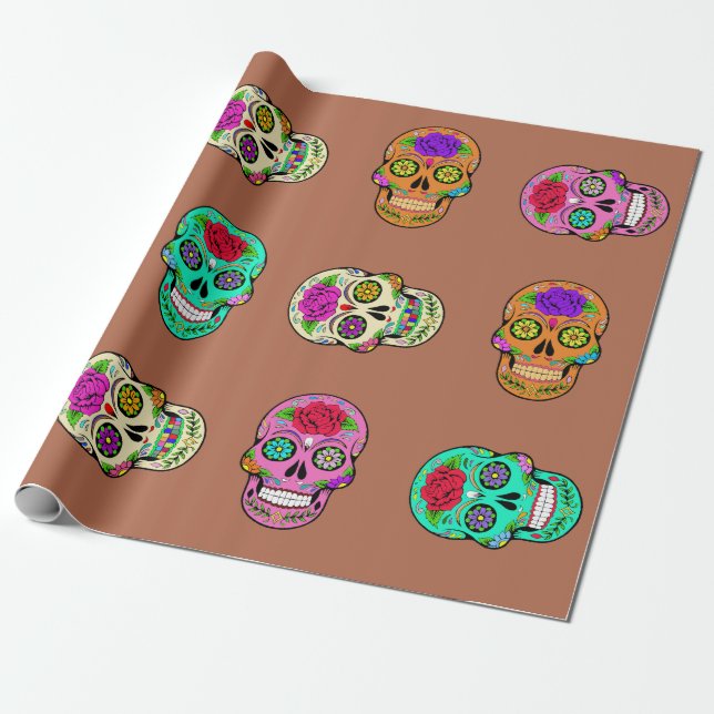 Papel De Presente Crânios de Açúcar (Desenrolado)