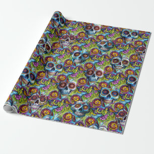 Papel De Presente Crânios de Açúcar Voodoo