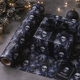Papel De Presente Crânios de Natal Gótico Assustador