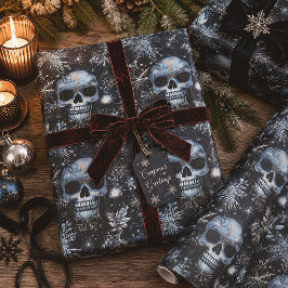 Papel De Presente Crânios de Natal Gótico Espeluznante Creepmas
