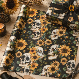 Papel De Presente Crânios Góticos & Papoulas Verão Gótico