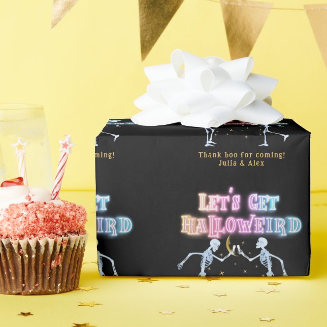 Papel De Presente Crânios Neon Halloween Caveiras Dançantes Hallowei (Festa de aniversário)