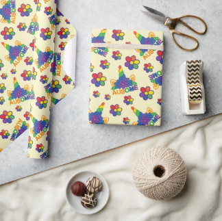 Papel De Presente Cravo de Flor Unicórnio Autismo Caprichoso Floral