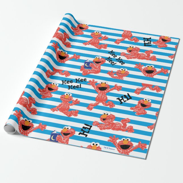 Papel De Presente Crayon Elmo Stripe Pattern (Desenrolado)