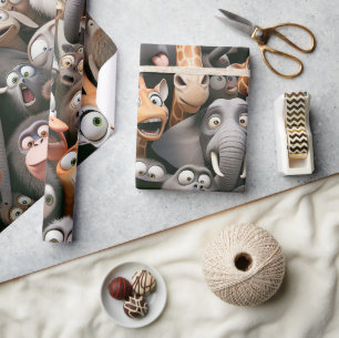 Papel De Presente Crazy Wildlife Group