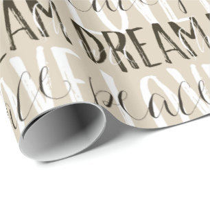 Papel De Presente Cream Beige Black White Love Dream Peace Shine