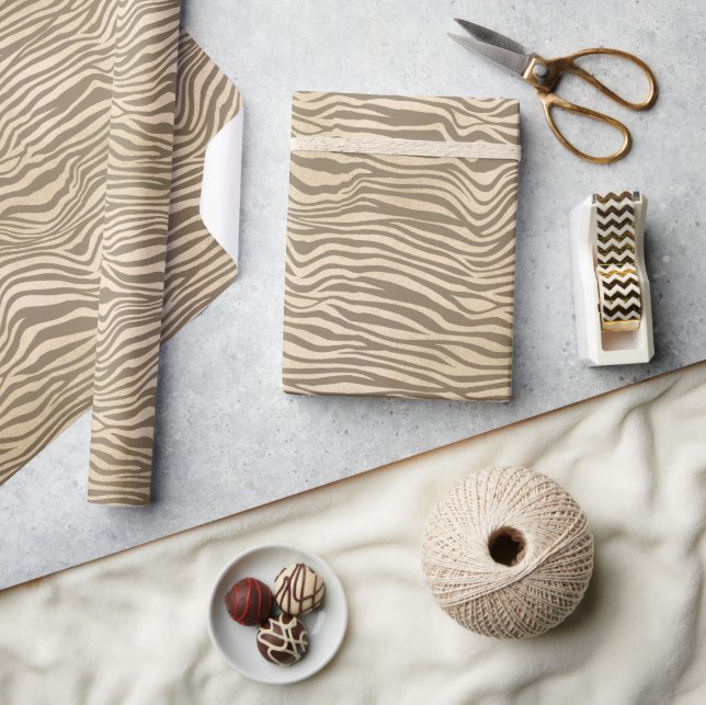 Papel De Presente Cream Beige Zebra Print (Artesanato)