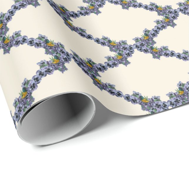 Papel De Presente Cream bird and flower trellis wrapping paper (Ponta do rolo)