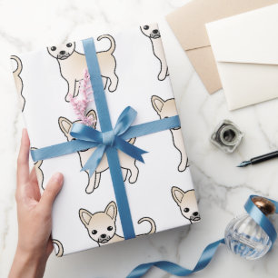Papel De Presente Cream Casaco Chihuahua Cute Dog Padrão