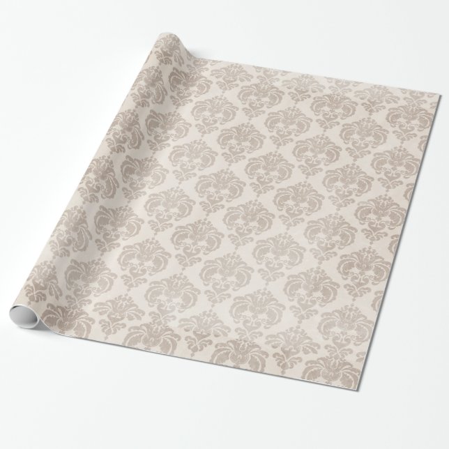 Papel De Presente Cream Damask (Desenrolado)