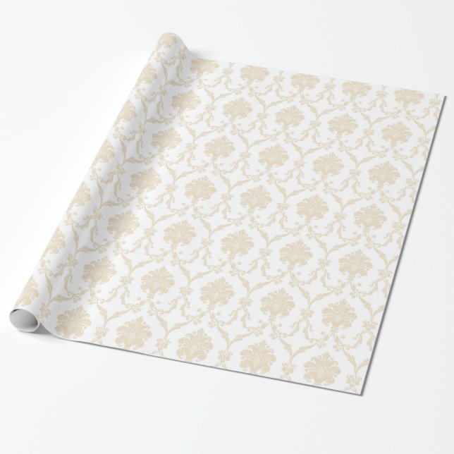 Papel De Presente Cream Damask (Desenrolado)