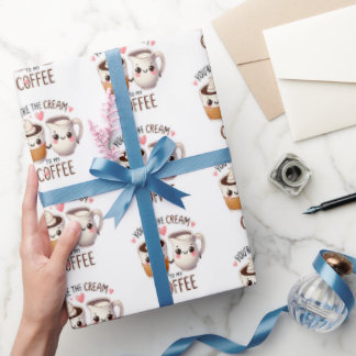 Papel De Presente Cream to My Coffee Love Gift Wrapping Paper