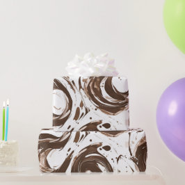 Papel De Presente Creamy Brown Chocolate Swirls Aniversário