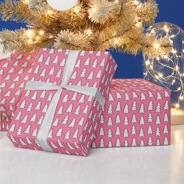Papel De Presente Create Your Own White Pine Tree Pink (Feriados)