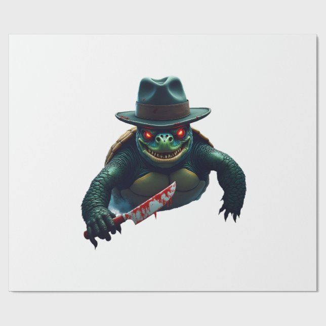 Papel De Presente Creepy Scary Halloween Turtle T-Shirt (Aberto)