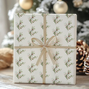 Papel De Presente creme botânico vermelho de frutas silvestres feria