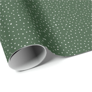 Papel De Presente creme de bolinhas de natal em verde floresta