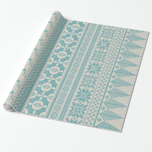 Papel De Presente creme e camisola justa azul da malha da ilha