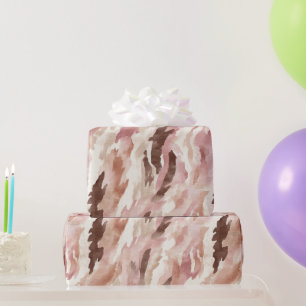 Papel De Presente Creme Rosa Chocolate Castanho Abstrato Aniversário