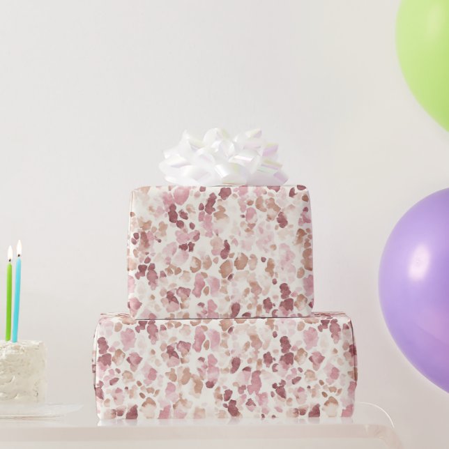 Papel De Presente Creme Rosa Chocolate Castanho Leopardo Castanho An (Presentes para festas)