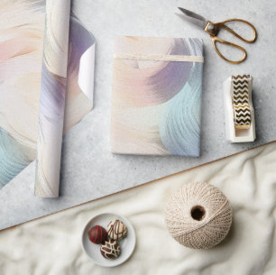 Papel De Presente Creme Roxo Água Rosa Espiral