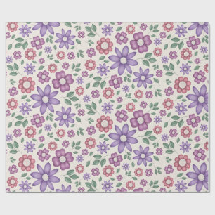 Papel De Presente creme suave padrão floral caprichoso
