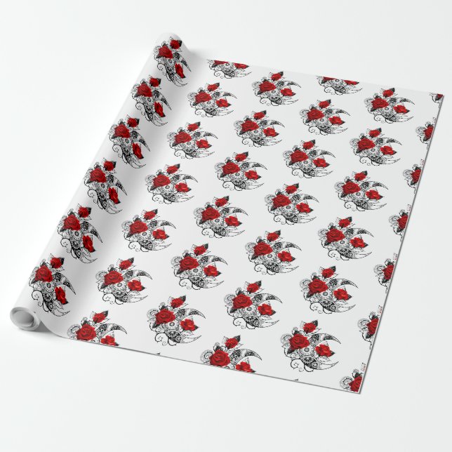 Papel De Presente Crescente Mecânico com Rosas Vermelhas (Desenrolado)