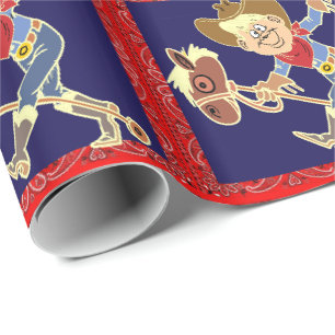 Papel De Presente Criança De Cowboy Ocidental No Cavalo Stick