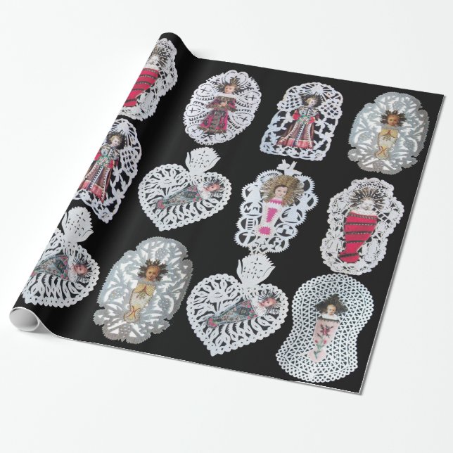 Papel De Presente Criança Jesus,Antecipação de Papel de Natal, Preto (Desenrolado)