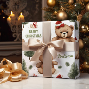 Papel De Presente Criança: Teddy Bear Natal