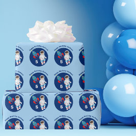 Papel De Presente Crianças Astronautas Espaciais Personalizadas Astr