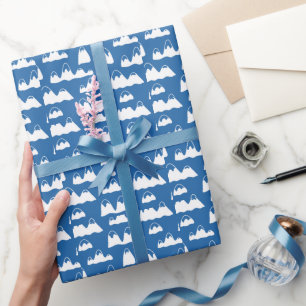 Papel De Presente Crianças Bonitas Montanhas de Neve Colinas Azul Br
