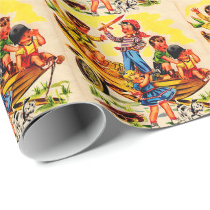 Papel De Presente crianças brincando de pirata