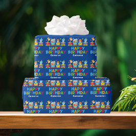 Papel De Presente Crianças Circus Comboio Animais Fresco Fogueira Me