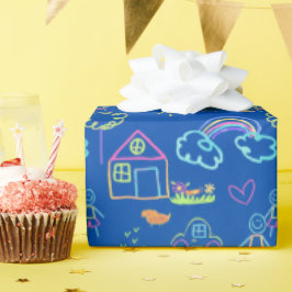 Papel De Presente Crianças Coloridas Desenhos De Presente