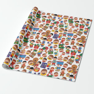 Papel De Presente Crianças com Brinquedos 