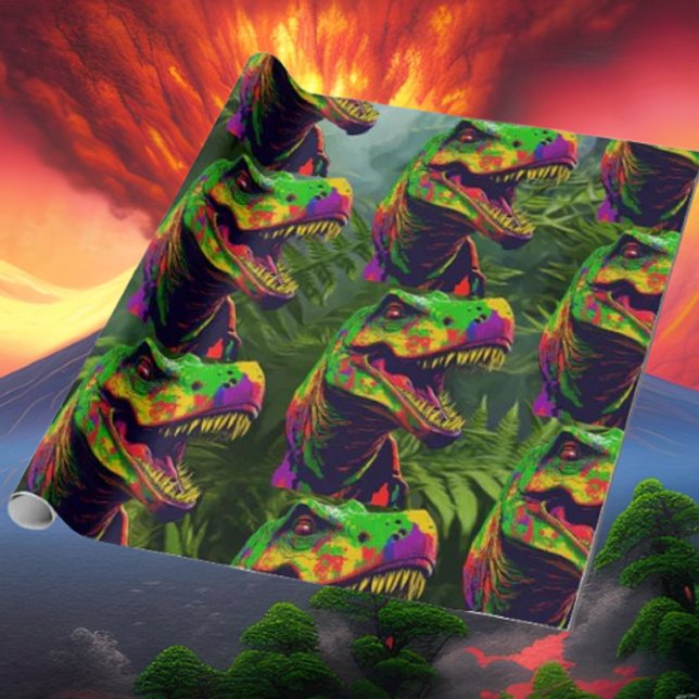 Papel De Presente Crianças de Aniversário Verde da Selva do Dinossau (Bring your dream party to life with our selection of quality Dinosaur themed party supplies)