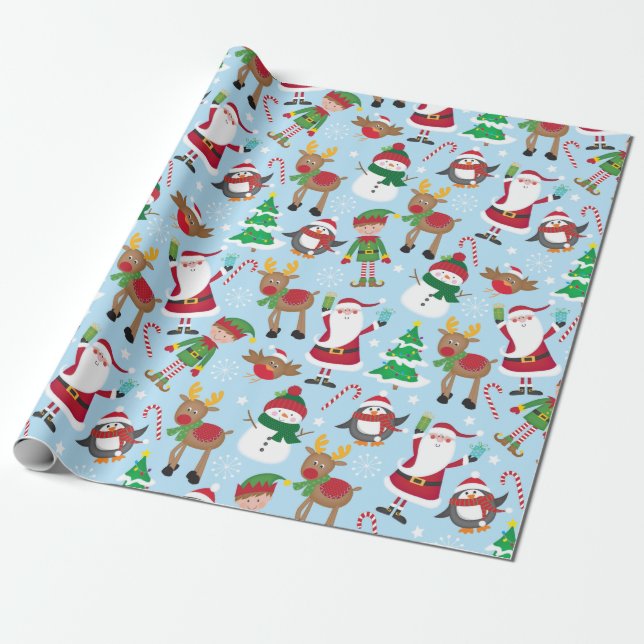 Papel De Presente Crianças de Caráter de Natal Bonito (Desenrolado)