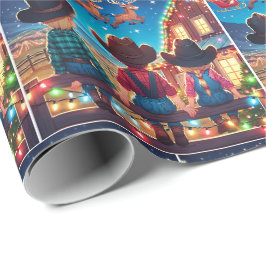 Papel De Presente Crianças De Cowboy Em Papais noeis De Cerca Estão