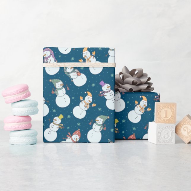 Papel De Presente Crianças de Natal bonitinho, bonitão, chapéu azul (Chá de bebê)