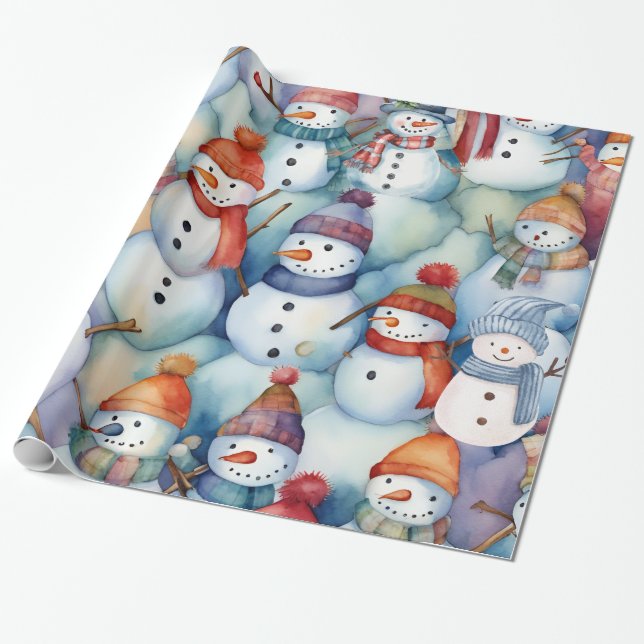 Papel De Presente Crianças de Neve de Natal (Desenrolado)