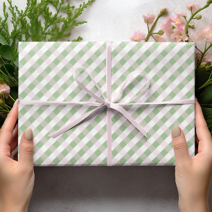 Papel De Presente Crianças de padrão Gingham verde e rosa Pastel
