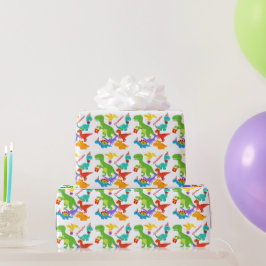 Papel De Presente Crianças Dinossauro Personalizado Aniversário