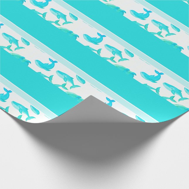 Papel De Presente Crianças do Mar de Baleia Teal (Ponta)