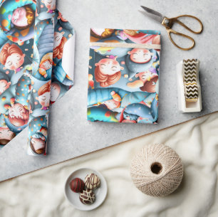 Papel De Presente Crianças dormindo sono pijama festa pijama